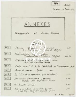 99/ Annexes – Développements et questions connexes. Atlas Bruxelles. Encyclopedia Universalis Mundaneum