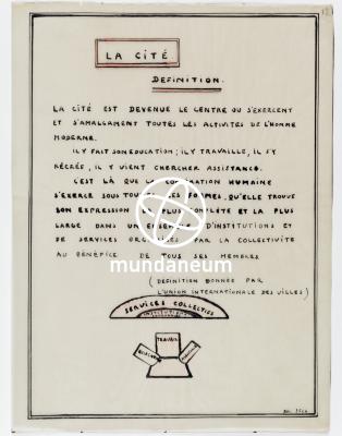 La Cité – Définition. Atlas Bruxelles. [1944]  Encyclopedia Universalis Mundaneum