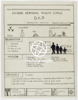 Défense aérienne passive civile D.A.P.  Protection familiale. Atlas Bruxelles. Encyclopedia Universalis Mundaneum