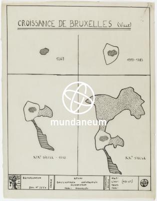 Croissance de Bruxelles (Ville). Atlas Bruxelles. [1944] Encyclopedia Universalis Mundaneum