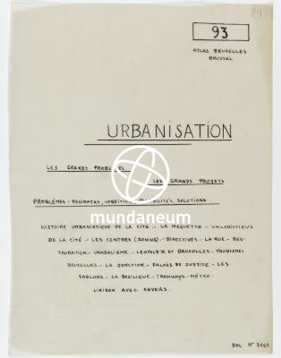 93/ Urbanisation. Atlas Bruxelles. [1944] Encyclopedia Universalis Mundaneum