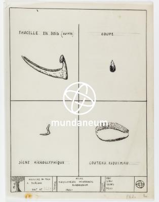 [Histoire du pain: dessins d'instruments de coupe/fauche des céréales]. [Historica Belgica]. Encyclopedia Universalis Mundaneum