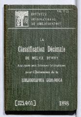 La classification décimale de Melvil Dewey appliquée aux sciences géologiques pour l'élaboration de la Bibliographia geologica