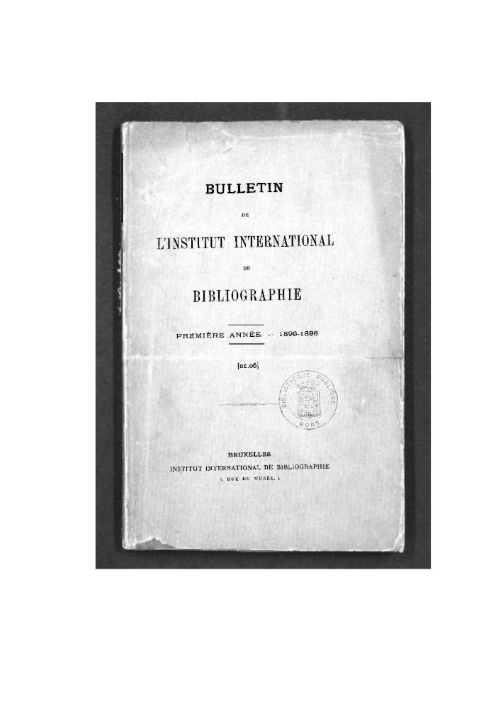 Bulletin de l'Institut international de bibliographie