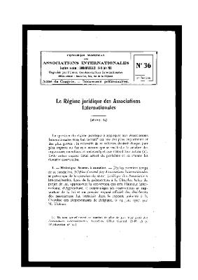 Congrès mondial des Associations internationales (Gand-Bruxelles, 1913). Actes du Congrès - Documents préliminaires. Le régime juridique des associations internationales
