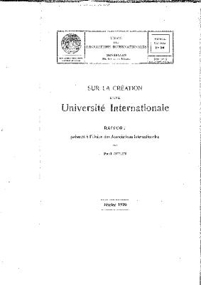Sur la création d'une Université internationale