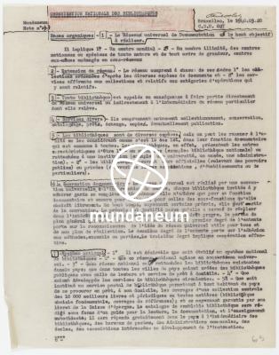 Organisation nationale des bibliothèques (1). Encylcopedia Universalis Mundaneum