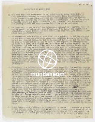 Conception du Monde 1944 (1). Encyclopedia Universalis Mundaneum