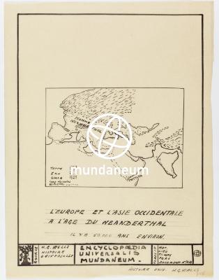 L'Europe et l'Asie occidentale à l'âge du Neanderthal. Il y a 50 000 ans environ. Atlas Mundaneum. Encyclopedia Universalis Mundaneum