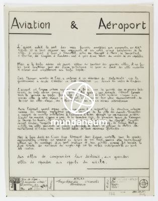Aviation et aéroport. [Atlas Bruxelles ou Atlas Belgique]. Encyclopedia Universalis Mundaneum