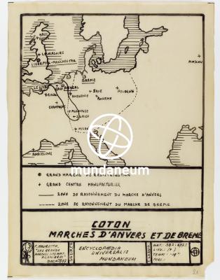 Coton – Marchés d'Anvers et de Brême. Atlas Textiles. Encyclopedia Universalis Mundaneum