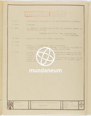 Chronologie 1936.03. Atlas Mundaneum. Encyclopedia Universalis Mundaneum