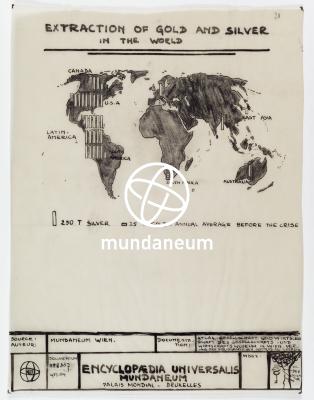 Extraction of gold and silver in the world. Atlas Mundaneum. Encyclopedia Universalis Mundaneum