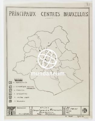 Principaux centres bruxellois. Atlas Bruxelles. Encyclopedia Universalis Mundaneum
