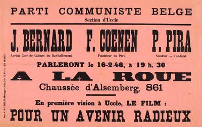 J. Bernard, F. Coenen et P. Pira parleront le 16 février 1946