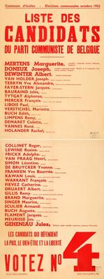 Liste des candidats du Parti Communiste de Belgique