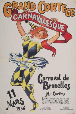 Grand Cortège Carnavalesque. Carnaval de Bruxelles Mi-Carême. 1956