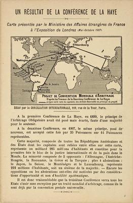 Un résultat de la Conférence de La Haye. Carte présentée par le Ministère des Affaires étrangères de France à l'exposition de Londres (mai-octobre 1908)
