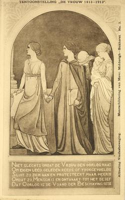 Tentoonstelling "De vrouw 1813-1913". Afdeeling Vredesbeweging. Muuschildering van Mervr. Midderigh-Bokhorst. No. 3
