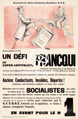 Association des Anciens Combattants Socialistes. Élections législatives de 1932. Un défi, le super-capitaliste Francqui