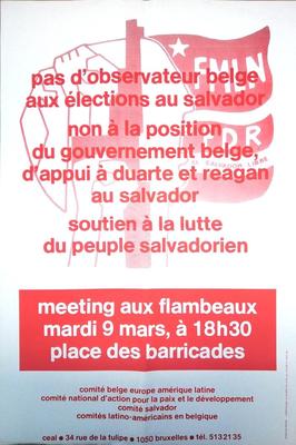 Pas d'observateur belge aux élections au Savador [...] Meeting aux flambeaux